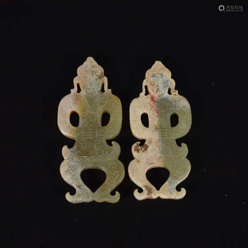 Pair of KhotJade Figures