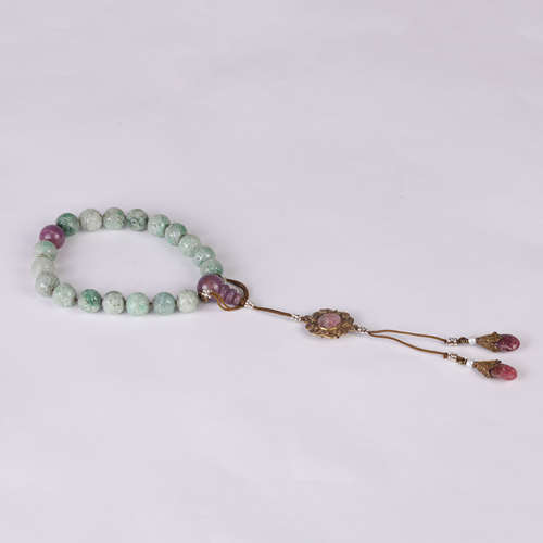 Jadeite and Ruby Eighteen Beads Hand String