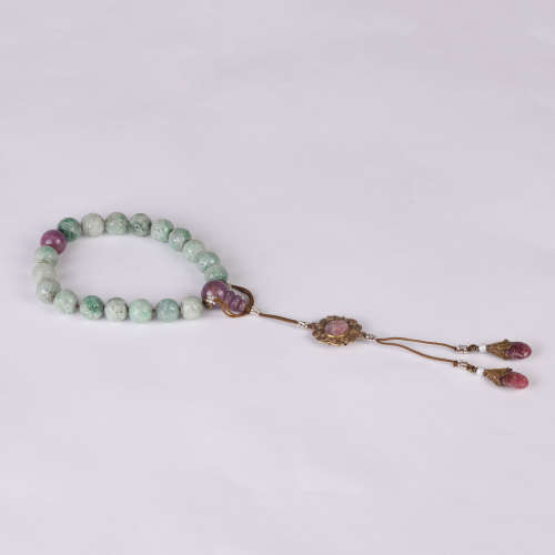 Jadeite and Ruby Eighteen Beads Hand String