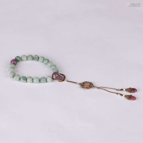 Jadeite and Ruby Eighteen Beads Hand String