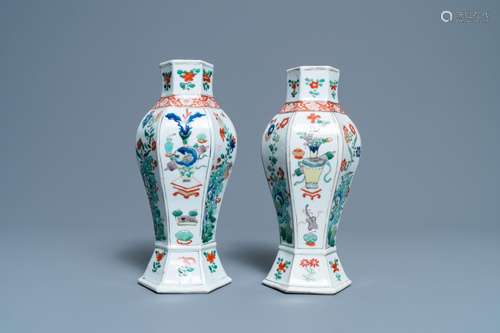 A PAIR OF CHINESE FAMILLE VERTE VASES, KANGXI