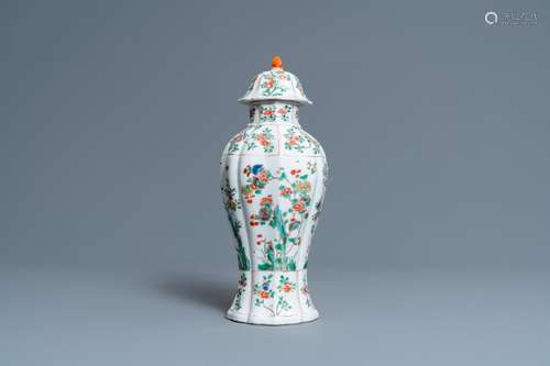 A CHINESE FAMILLE VERTE VASE AND COVER, KANGXI