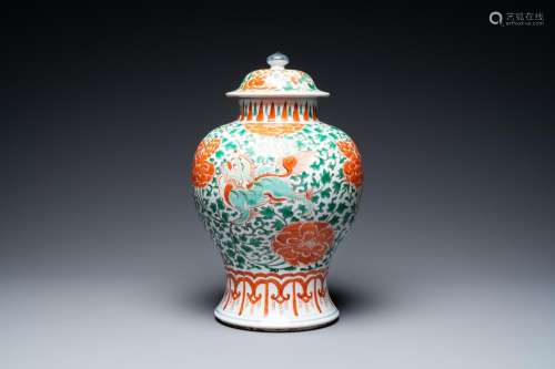 A CHINESE FAMILLE VERTE 'BUDDHIST LIONS' VASE AND ...