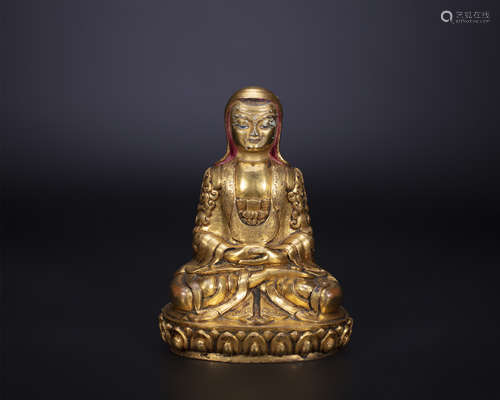 18th century, Bronze Gilded Buddha statue