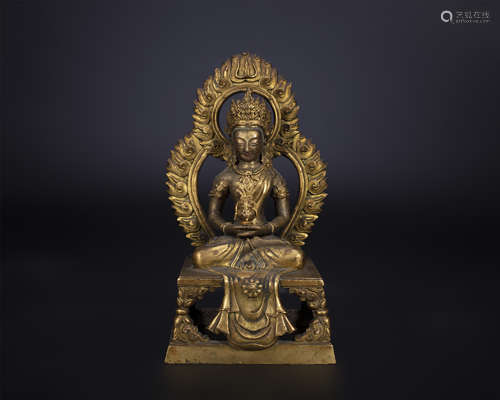 18th century, Bronze Gilt Buddha of Immeasurable Life