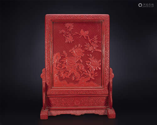 18th century, Large lacquered bird and flower pattern screen