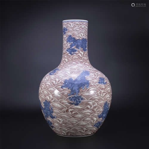 18th century, A pair of porcelain Tianqiu vases with floral ...