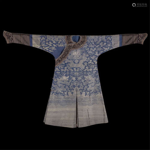 18th century, Blue ground embroidery K’o-ssu dragon robe