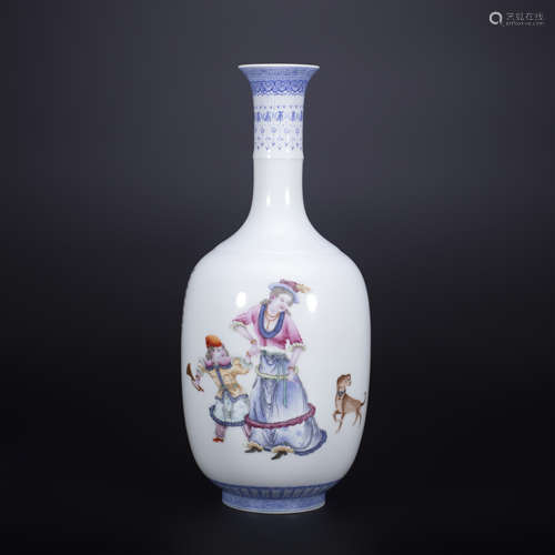 18th century, Enameled porcelain vase