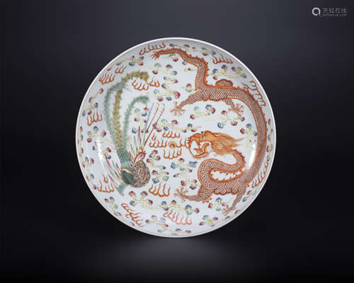 18th century, Famille rose  dragon and phoenix pattern porce...