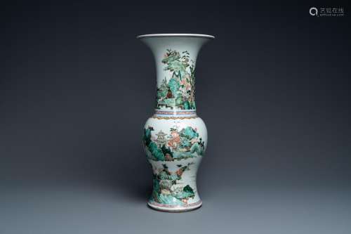 A CHINESE FAMILLE VERTE 'YENYEN' VASE WITH A LANDS...