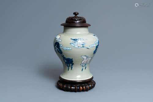A CHINESE BLUE, WHITE AND COPPER-RED CELADON-GROUND 'BI...