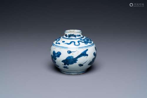 A CHINESE BLUE AND WHITE 'CARPS' VASE, WANLI