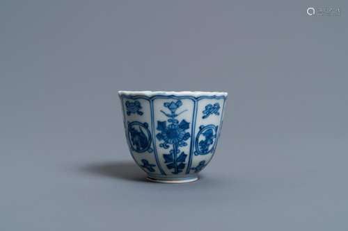 A CHINESE BLUE AND WHITE 'BAJIXIANG' WINE CUP, KAN...