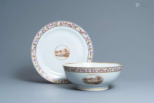 A LARGE CHINESE FAMILLE ROSE EXPORT PORCELAIN PUNCHBOWL AND ...