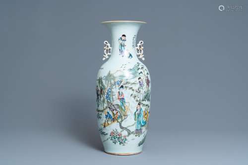 Lot 592: A CHINESE QIANJIANG CAI VASE WITH TWO-SIDED DESIGN,...