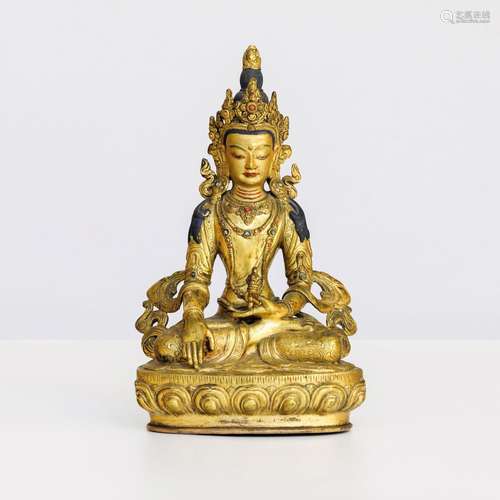 FIGURA DI VAJRASATTVA IN BRONZO DORATO, SINO-TIBET, DINASTIA...