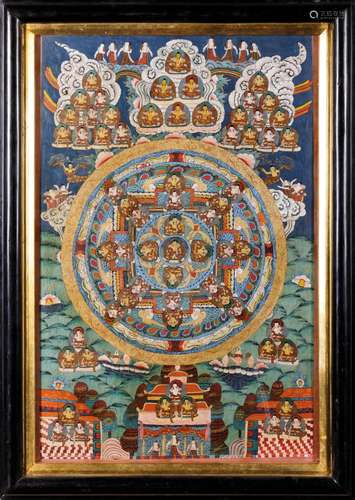 UN TANGKA MANDALA INCORNICIATO, TIBET, XIX-XX SECOLO