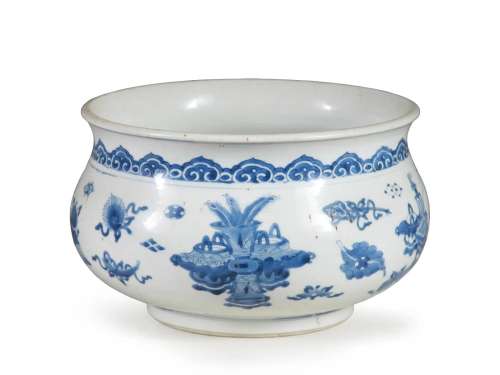 Large Chinese Deep Bowl in Blue & White