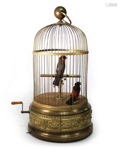 Large Singing Bird In Gilt Cage Automaton