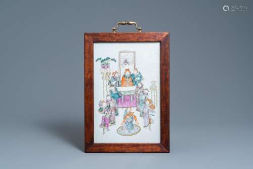Lot 639: A CHINESE FAMILLE ROSE PLAQUE, 19TH C.
