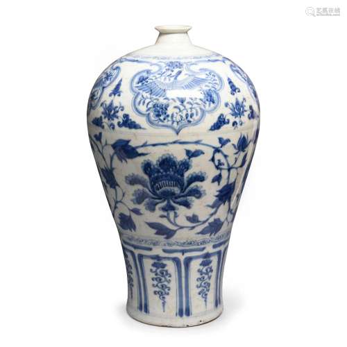 Large Blue And White 'Phoenix' Porcelain Meiping V...