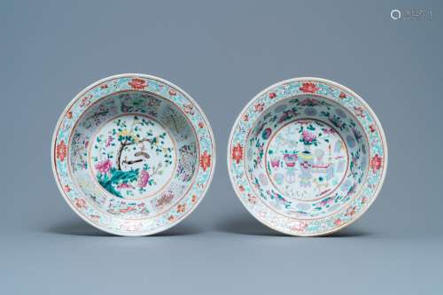 Lot 655: TWO CHINESE FAMILLE ROSE BOWLS, 19TH C.