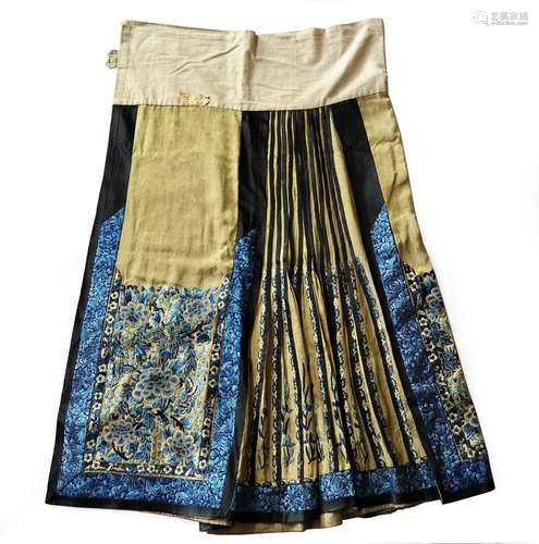 Chinese Yellow-Ground Silk Embroidered Skirt