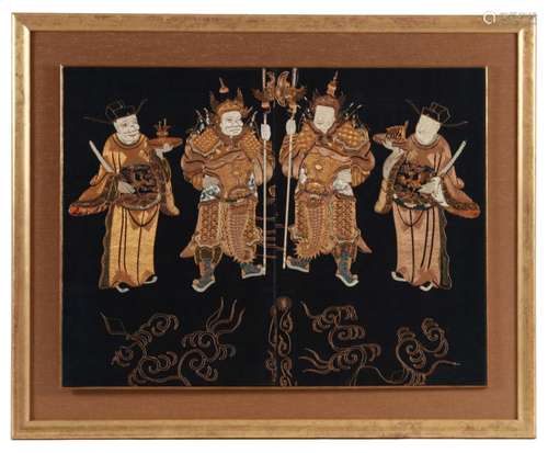 Chinese Gold Thread and Silk Embroidery, 19th Century