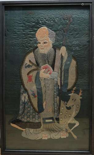 Large Embroidered Silk Panel of Shoulao