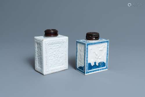 Lot 679: TWO CHINESE BLANC DE CHINE AND BLUE AND WHITE RELIE...