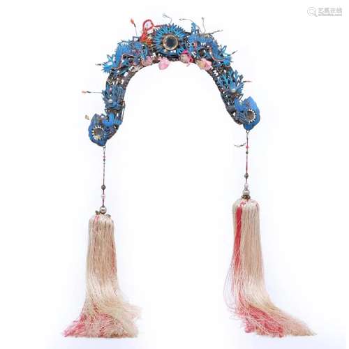 Chinese King Fisher Feather Hair Ornament With Tassels