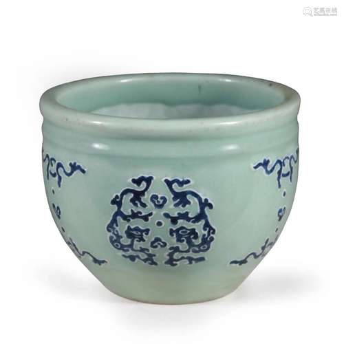 19th C. Celadon-Ground Blue & White Planter