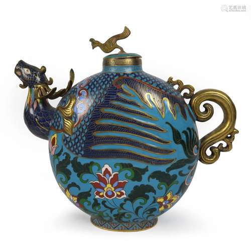 Cloisonne Enamel Wine Pot With Phoenix design