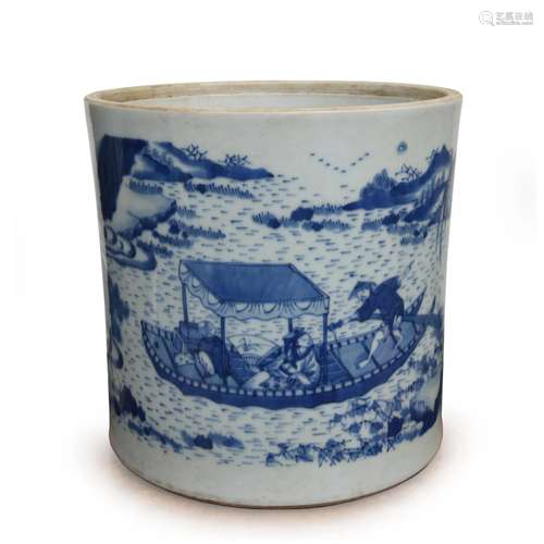 Chinese Blue And White Porcelain Brush Pot