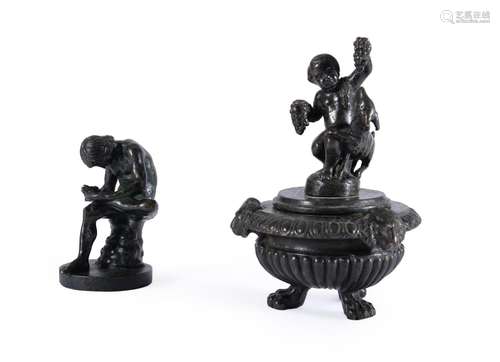 AN ITALIAN BRONZE INKWELL, IN THE 16TH CENTURY VENETIAN MANN...