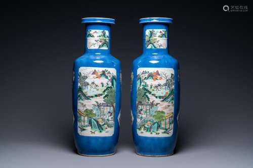 Lot 707: A PAIR OF CHINESE FAMILLE VERTE POWDER-BLUE GROUND ...