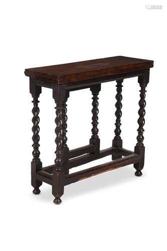 AN UNUSUAL CHARLES II WALNUT FOLDING SIDE OR WRITING TABLE, ...