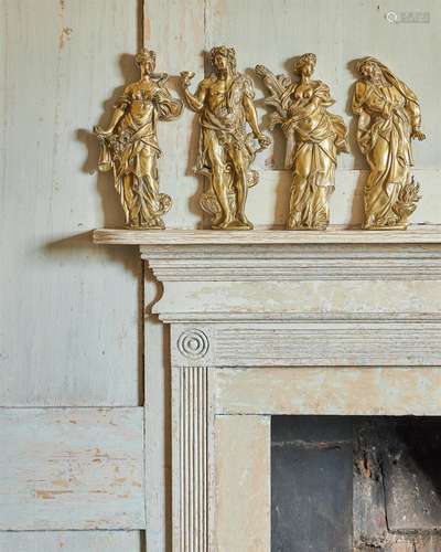 A SET OF FOUR ITALIAN GILT BRONZE WALL APPLIQUES, 18TH CENTU...