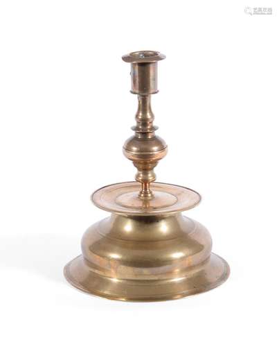 A BRASS CANDLESTICK, PROBABLY FLEMISH OR SCANDINAVIAN, MID 1...