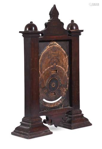 A RARE GEORGE II MAHOGANY FRAMED PERPETUAL CALENDAR OR ALMAN...