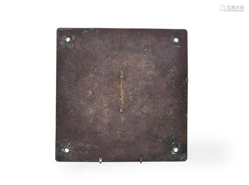 A RARE CHARLES I BRONZE SUNDIAL PLATE, DATED 1630