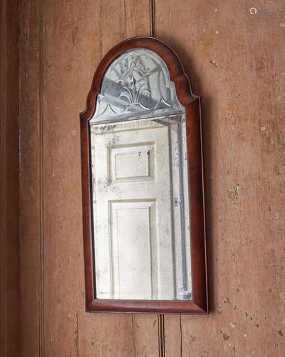 A QUEEN ANNE WALNUT WALL MIRROR, CIRCA 1715