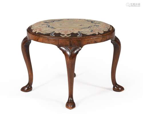 A QUEEN ANNE WALNUT OVAL STOOL, CIRCA 1710