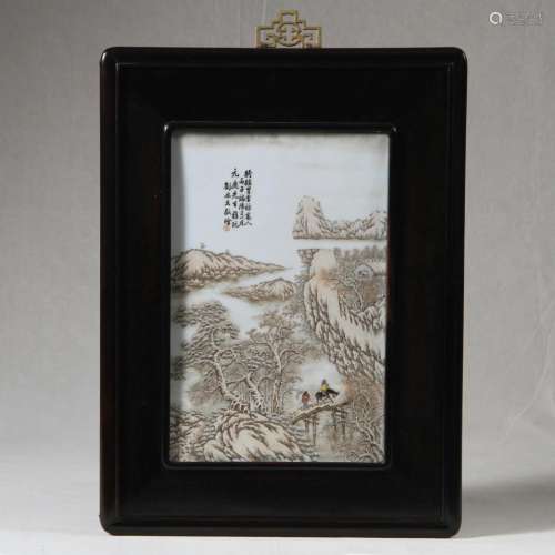 Antique Chinese Enameled Porcelain Plaque, Signed