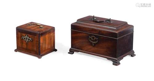 A GEORGE II MAHOGANY TEA CADDY, IN THE MANNER OF THOMAS CHIP...