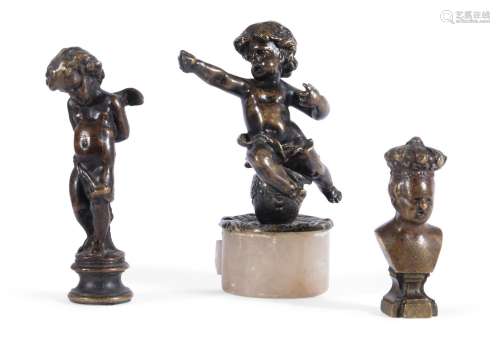 TWO BRONZE CHERUBS, IN THE MANNER OF CLODION, LATE 18TH CENT...
