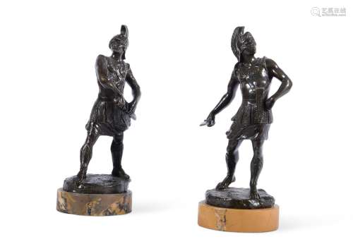 A PAIR OF GRAND TOUR BRONZE MODELS OF ROMAN SOLDIERS, 18TH/1...