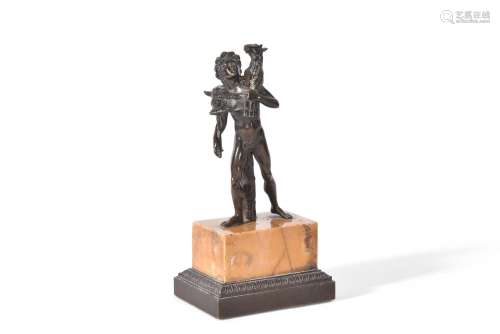 AFTER THE ANTIQUE, A BRONZE MODEL OF A YOUTH CARRYING A GOAT...