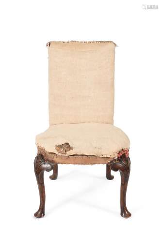 A GEORGE I WALNUT AND SEAWEED MARQUETRY SIDE CHAIR, IN THE M...